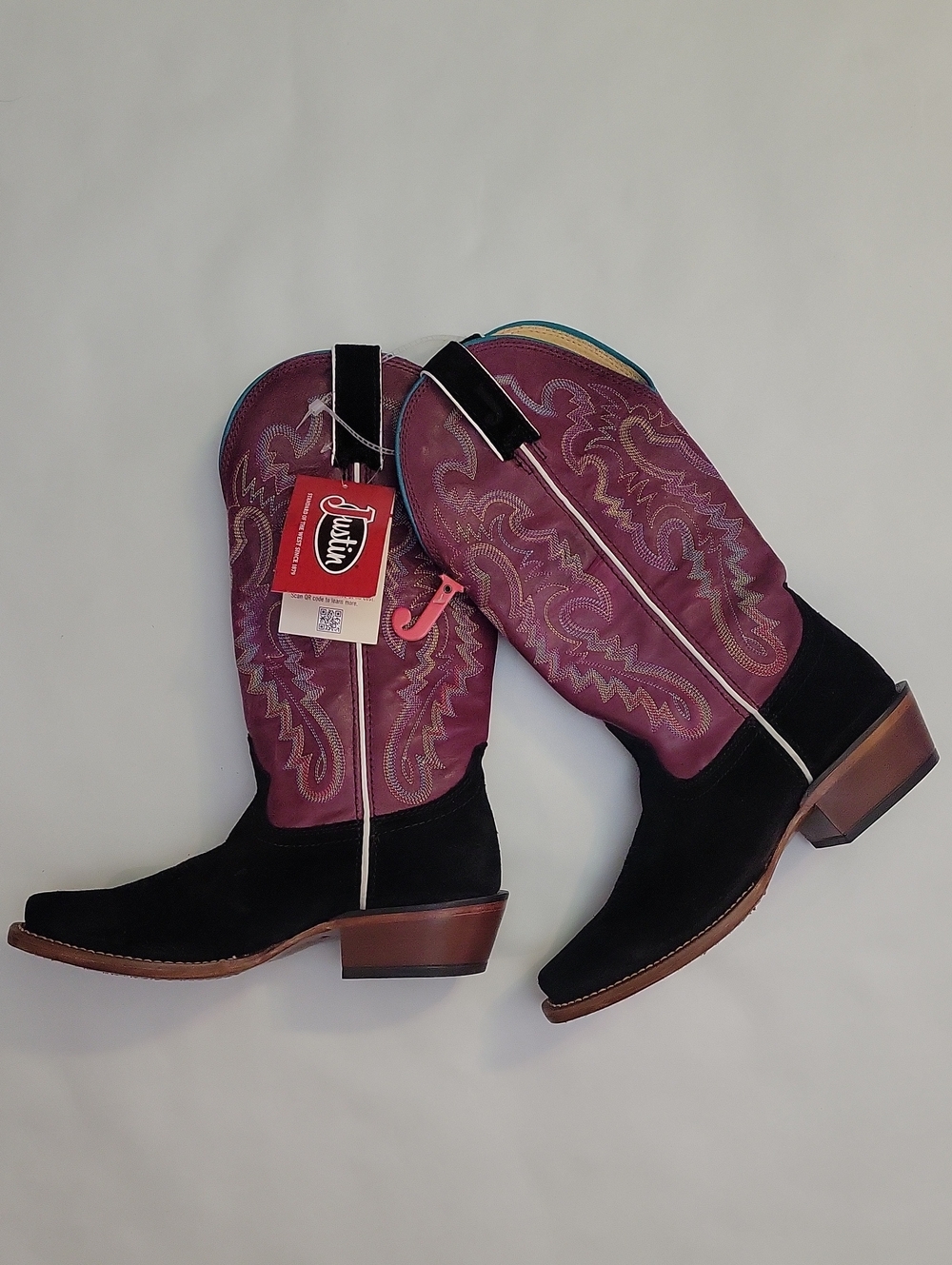 Justin Women's Breaking News Suede Western Boots Square Toe US 8.5B Style FN4122